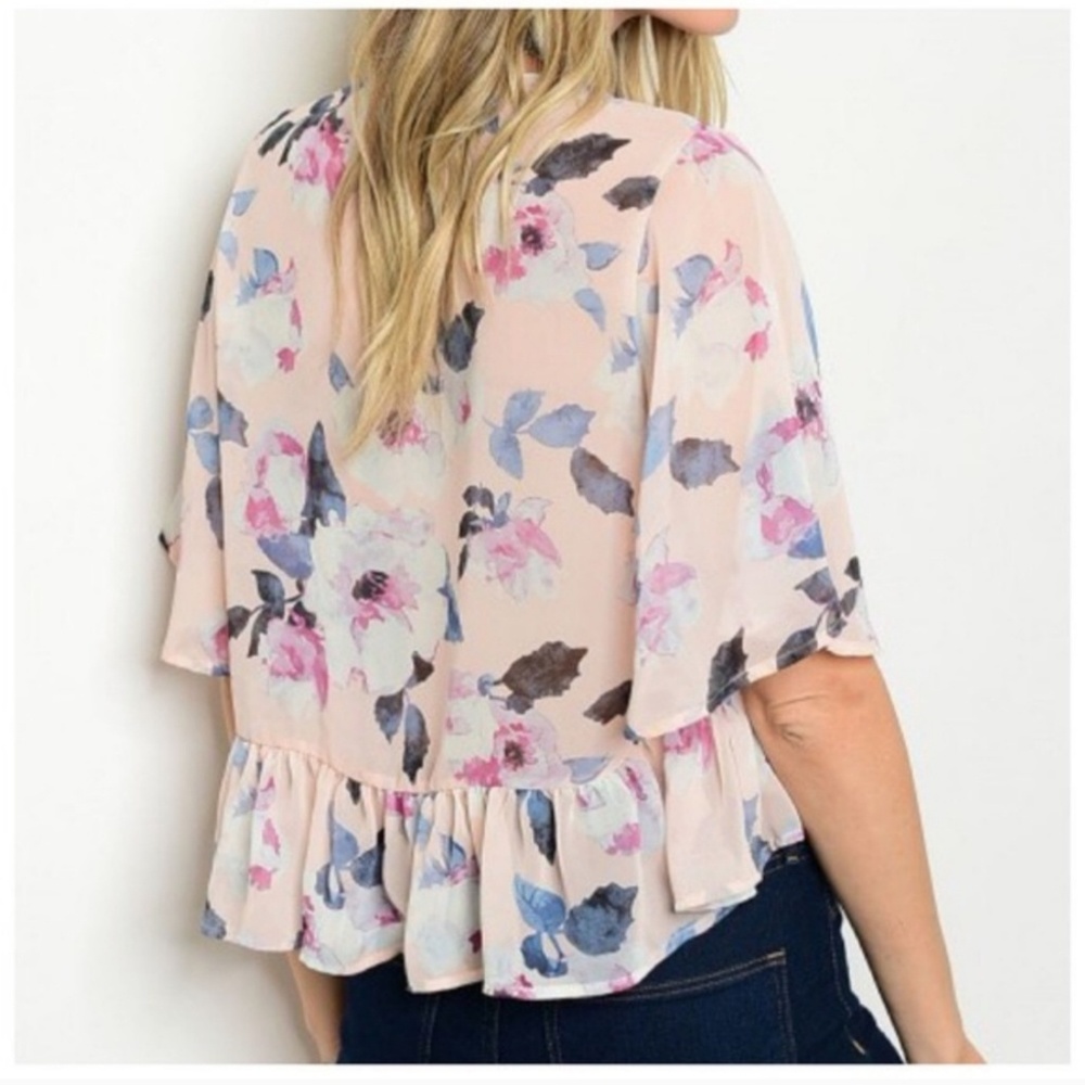 BOHO Blush Floral Sheer Tie-Top